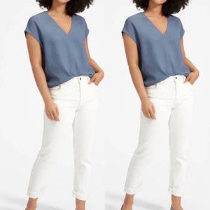 NWT Everlane Blue Japanese Weave Cap Sleeve Top 12